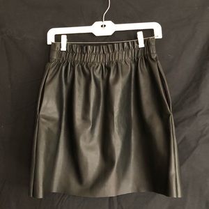 Zara black pleather paper bag waist mini skirt